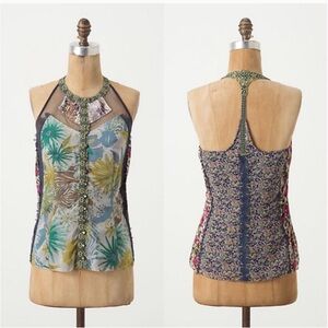 Anthropologie Beguile by Byron Lars Wilderflora Patchwork Racerback Blouse‎ 8